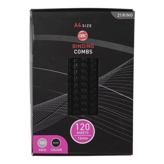 GBC Binding Comb 16mm Black Pack of 100