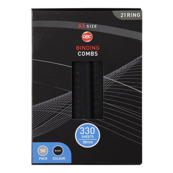 GBC Binding Comb 38mm Black Pack of 50