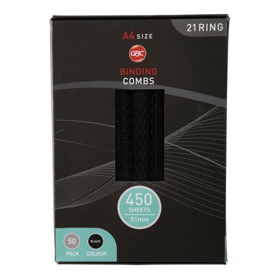 GBC Binding Comb 51mm Black Pack of 50