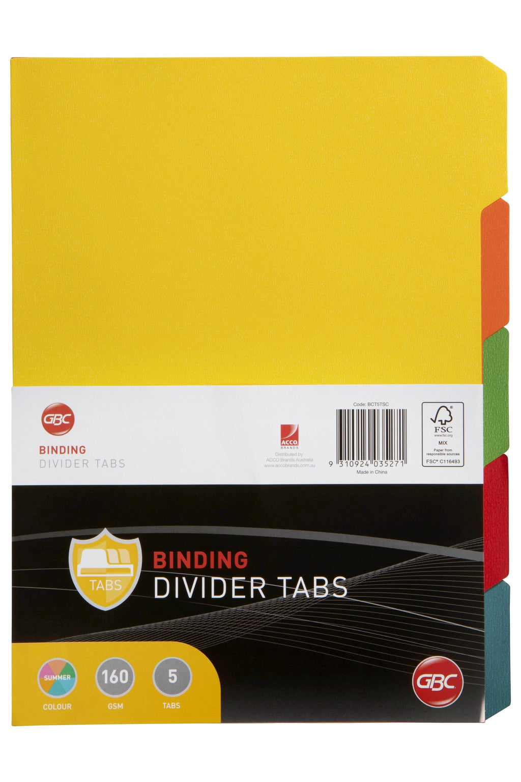 GBC Binding Tab Dividers A4 Colour Pack of 5