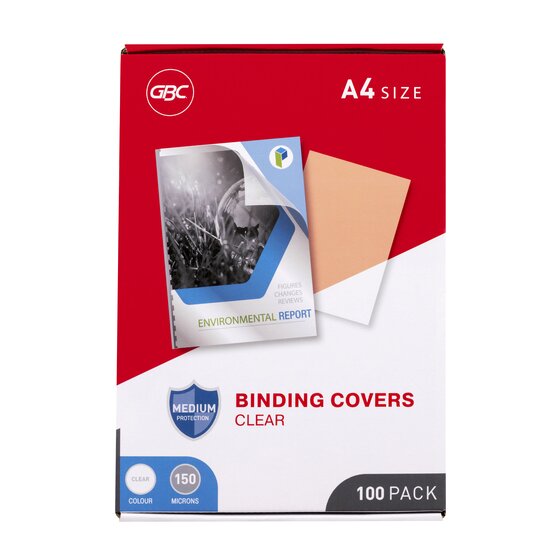 GBC Binding Cover A4 Clear 150 Micron Pack of 100