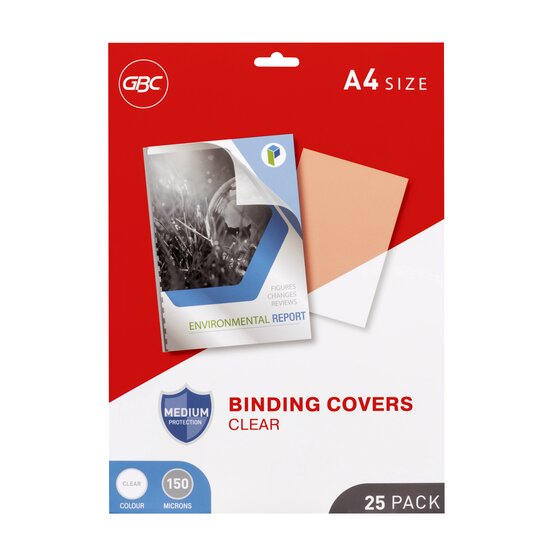 GBC Binding Cover A4 Clear 150 Micron Pack of 25