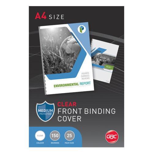 GBC Binding Cover A4 Clear 150 Micron Pack of 25