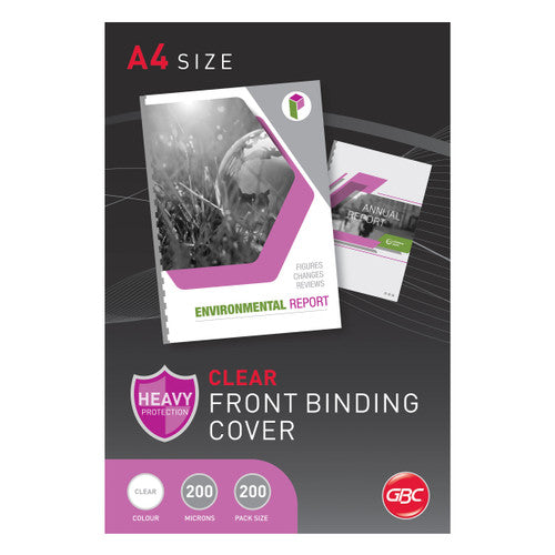 GBC Binding Cover A4 Clear 200 Micron Pack of 200