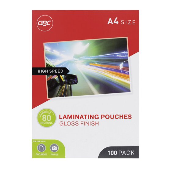 GBC Laminating Pouches A4 80 Micron Pack 100 High Speed