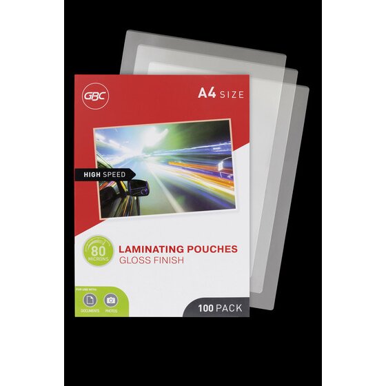 GBC Laminating Pouches A4 80 Micron Pack 100 High Speed