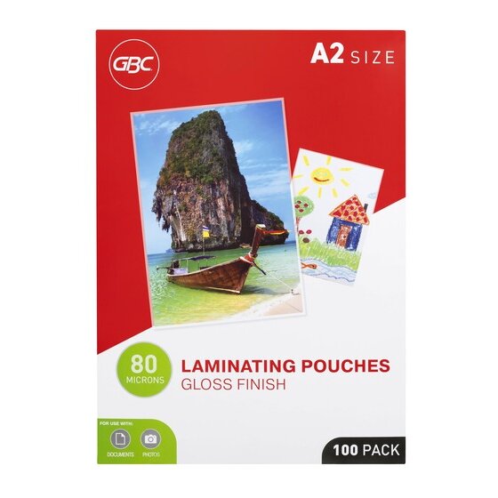GBC Laminating Pouches A2 80 Micron Pack 100
