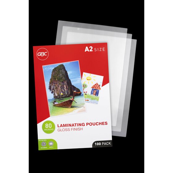 GBC Laminating Pouches A2 80 Micron Pack 100