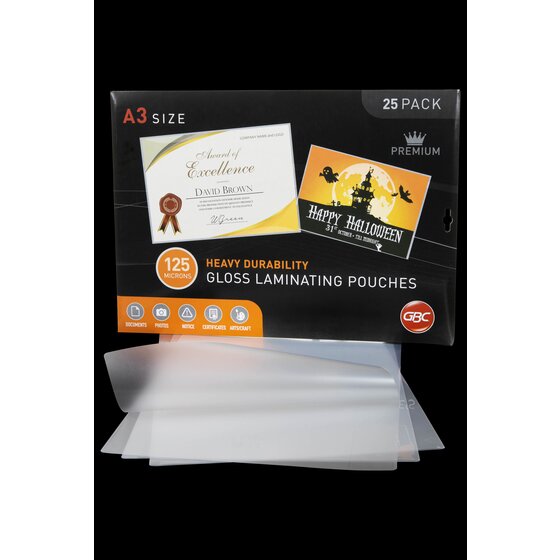 GBC Laminating Pouches A3 125 Micron Pack 25
