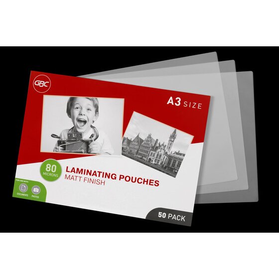GBC Laminating Pouches A3 80 Micron Pack 50 Matt