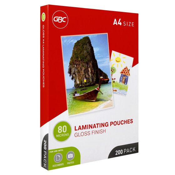 GBC Laminating Pouches A4 80 Micron Pack 200