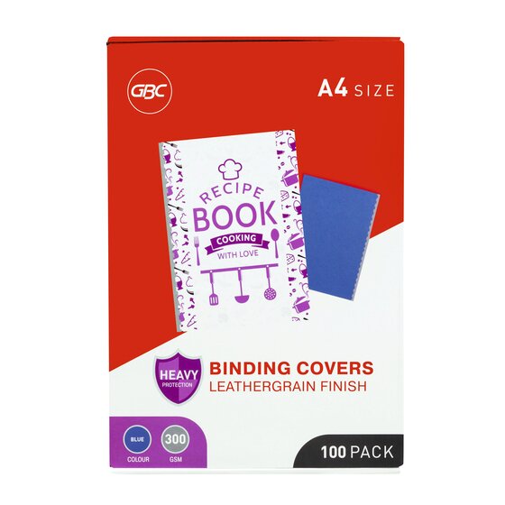 GBC Binding Cover A4 Leathergrain Blue Pack of 100