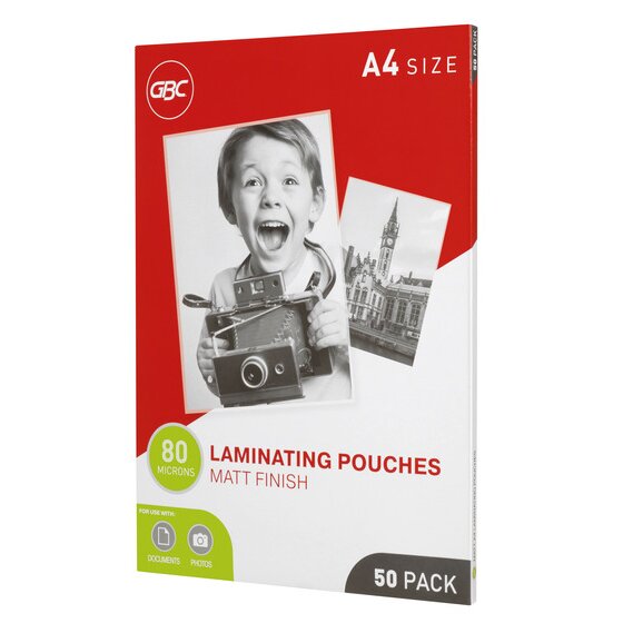 GBC Laminating Pouches A4 80 Micron Pack 50 Matt
