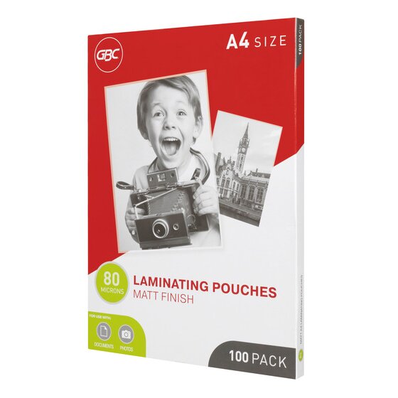 GBC Laminating Pouches A4 80 Micron Pack 100 Matt