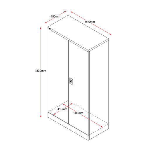 Rapidline Go Swing Door Steel Cupboard 910 x 450 x 1830mm Silver Grey