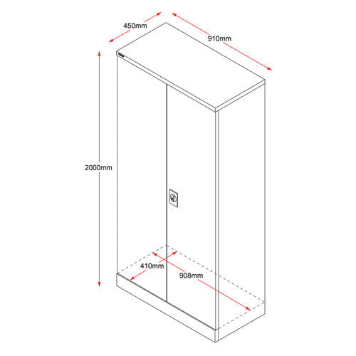 Rapidline Go Swing Door Steel Cupboard 910 x 450 x 2000mm Graphite Ripple