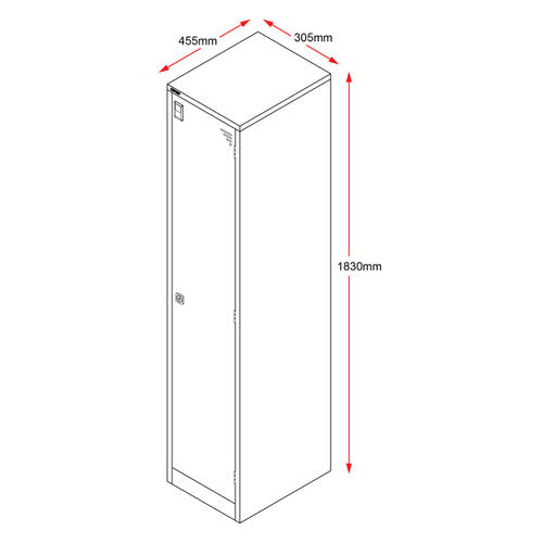 Rapidline Go 4 Door Steel Locker 305 x 455 x 1830mm Silver Grey