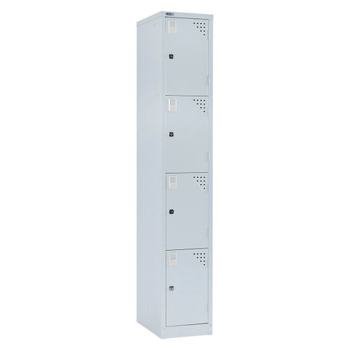 Rapidline Go 4 Door Steel Locker 380 x 455 x 1830mm Silver Grey