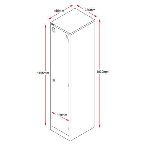 Rapidline Go 4 Door Steel Locker 380 x 455 x 1830mm Silver Grey