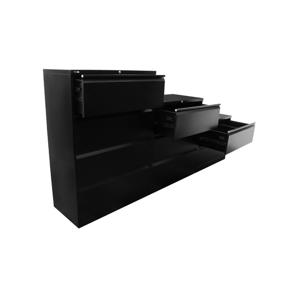 Rapidline Go Heavy Duty Lateral Filing Cabinet Four Drawer Black Satin