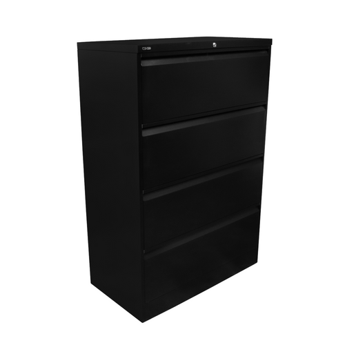 Rapidline Go Heavy Duty Lateral Filing Cabinet Four Drawer Black Satin