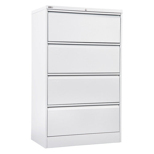 Rapidline Go Heavy Duty Lateral Filing Cabinet Four Drawer White Satin