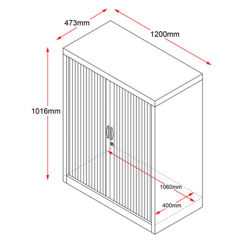 Rapidline Go Tambour Door Cupboard 1200 x 1016 x 473mm Black