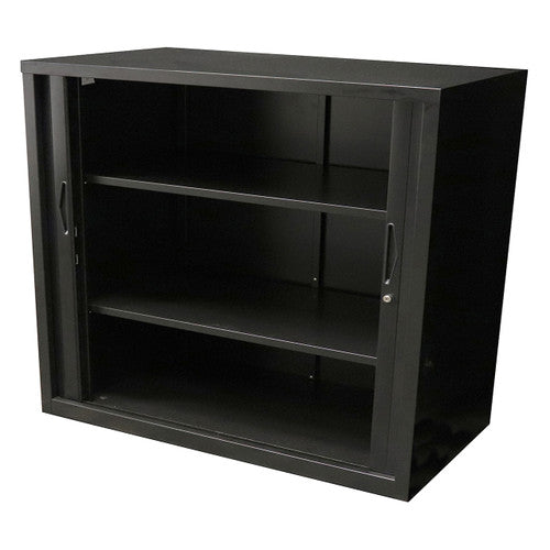 Rapidline Go Tambour Door Cupboard with 2 Shelves 900 x 1016 x 473mm Black