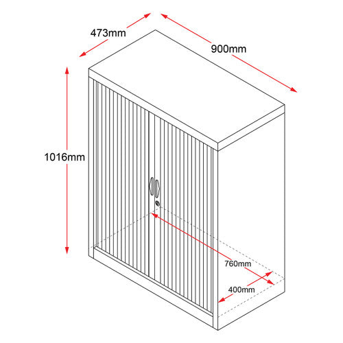 Rapidline Go Tambour Door Cupboard 900 x 1016 x 473mm White