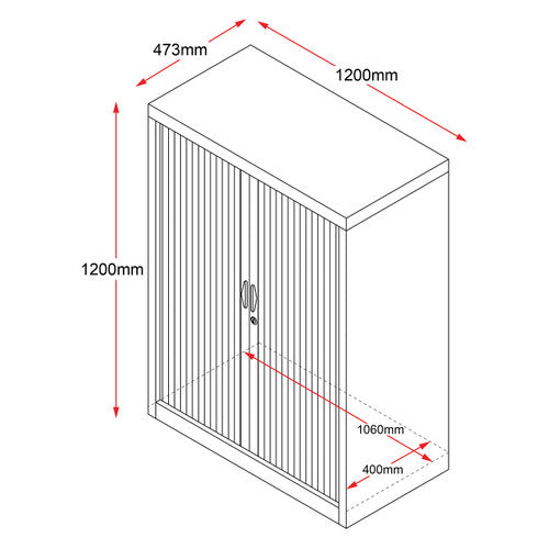Rapidline Go Tambour Door Cupboard with 2 Shelves 1200 x 1200 x 473mm  White