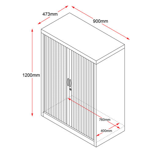 Rapidline Go Tambour Door Cupboard 900 x 1200 x 473mm White