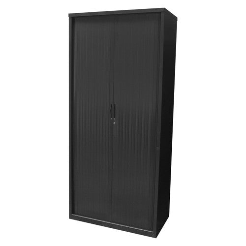 Rapidline Go Tambour Door Cupboard with 5 Shelves 1200 x 1981 x 473mm Black