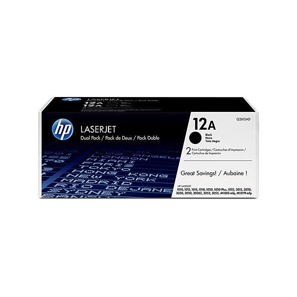 HP 12A Original LaserJet Toner Cartridge Black 2x2000 Pages Pack of 2