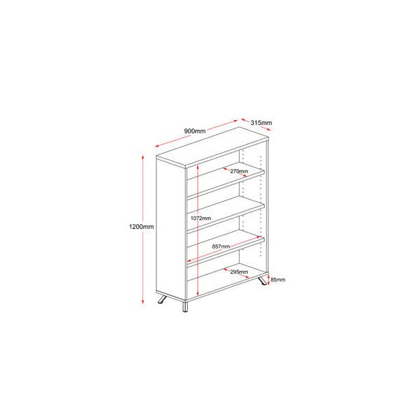 Rapidline Rapid Infinity Bookcase 900 x 315 x 1200mm Natural Oak / Black