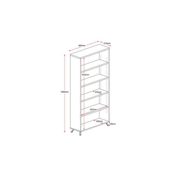 Rapidline Rapid Infinity Bookcase 900 x 315 x 1800mm Natural White / Black