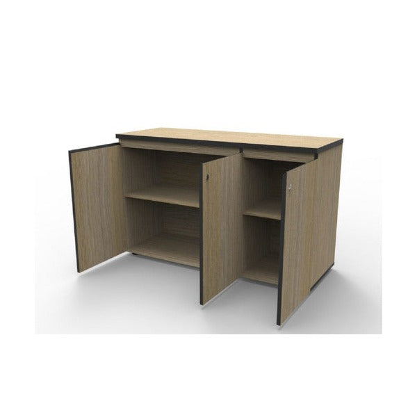 Rapidline Deluxe Infinity Swing 3 Door Cupboard 1500 x 450 x 730mm Natural Oak / Black