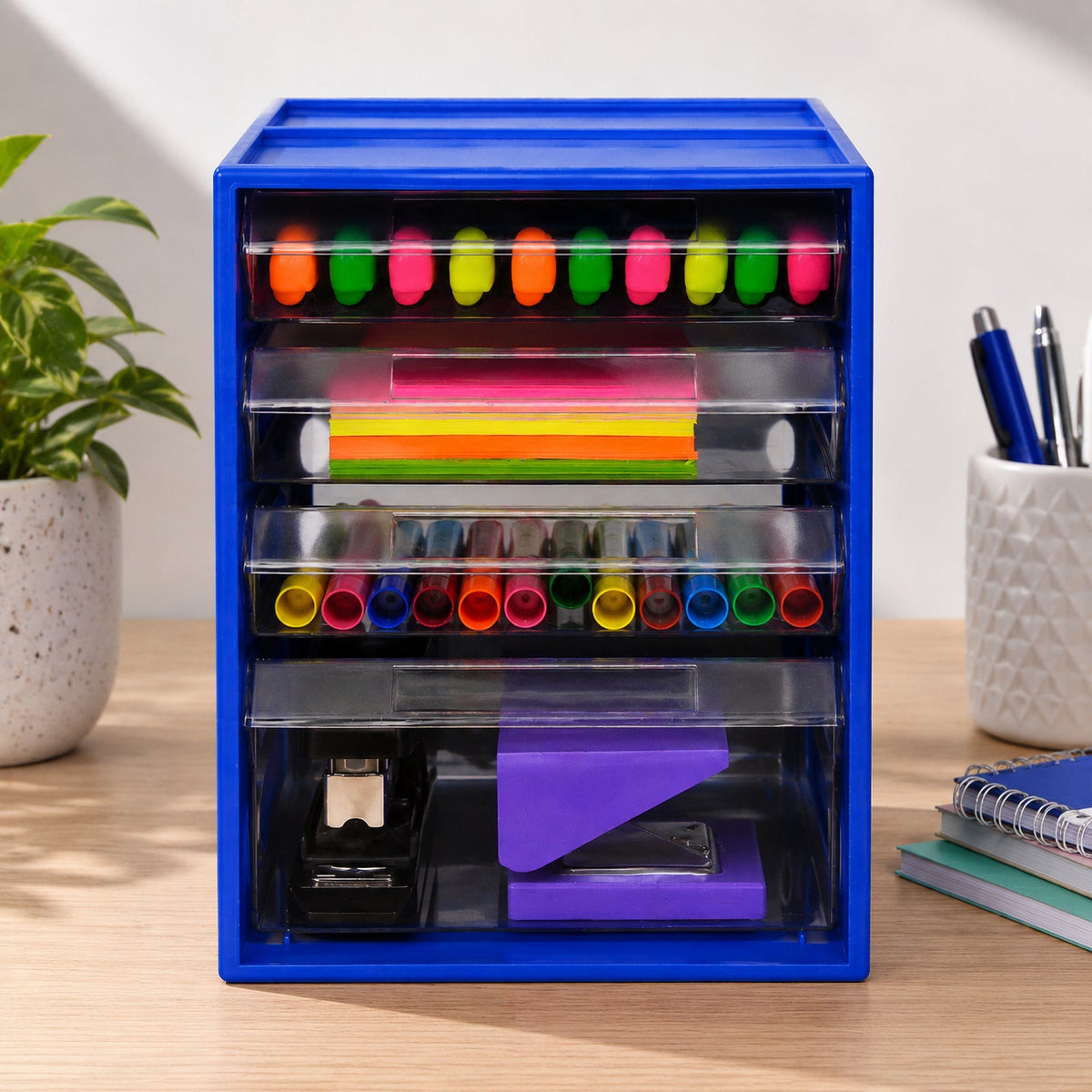 Italplast 4 Drawer Office Organiser Blueberry