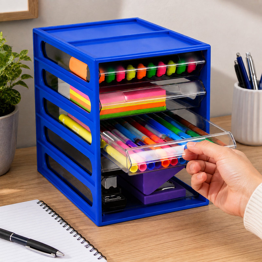 Italplast 4 Drawer Office Organiser Blueberry