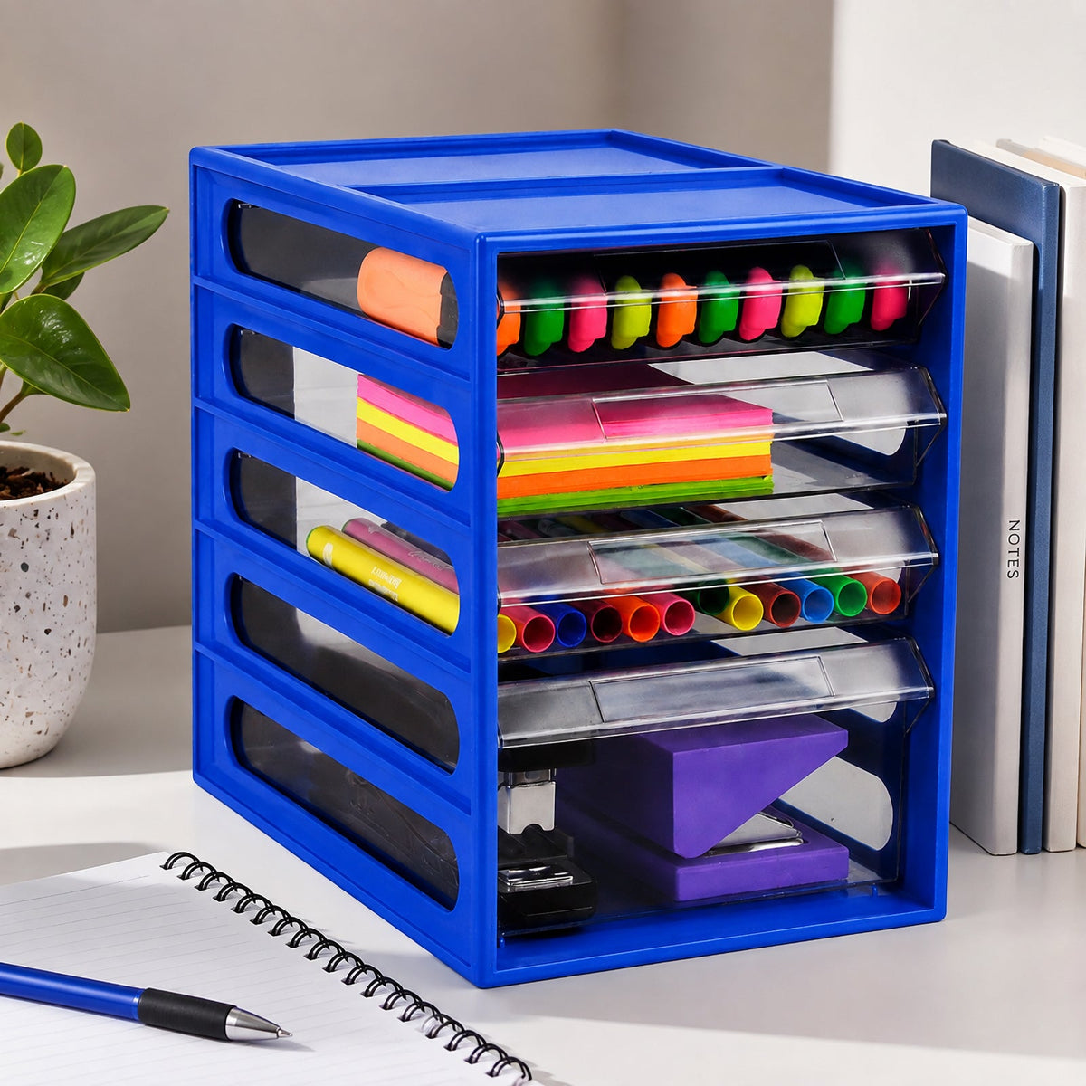 Italplast 4 Drawer Office Organiser Blueberry