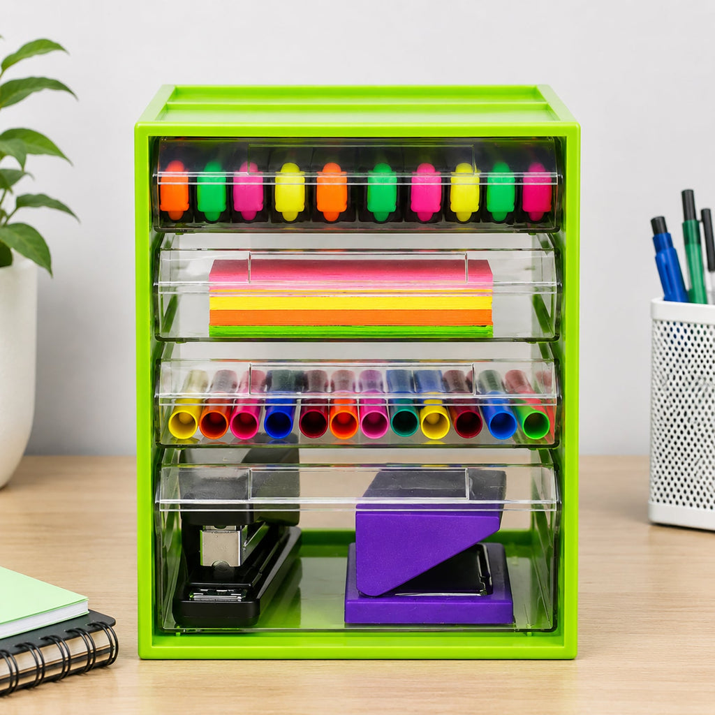 Italplast 4 Drawer Office Organiser Lime