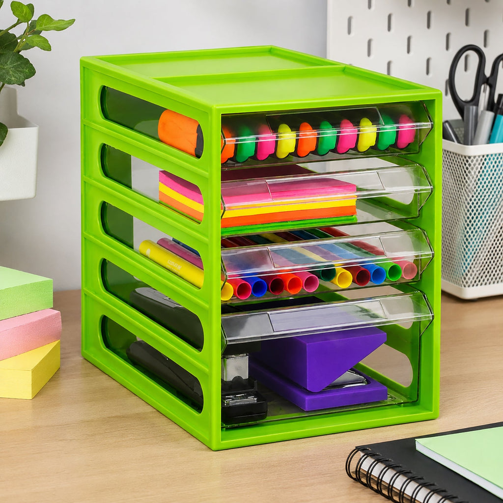 Italplast 4 Drawer Office Organiser Lime