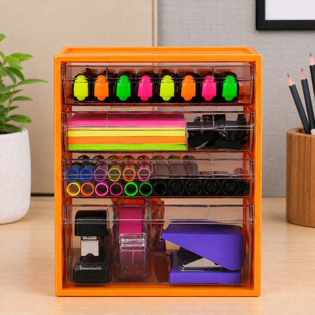 Italplast 4 Drawer Office Organiser Mandarin