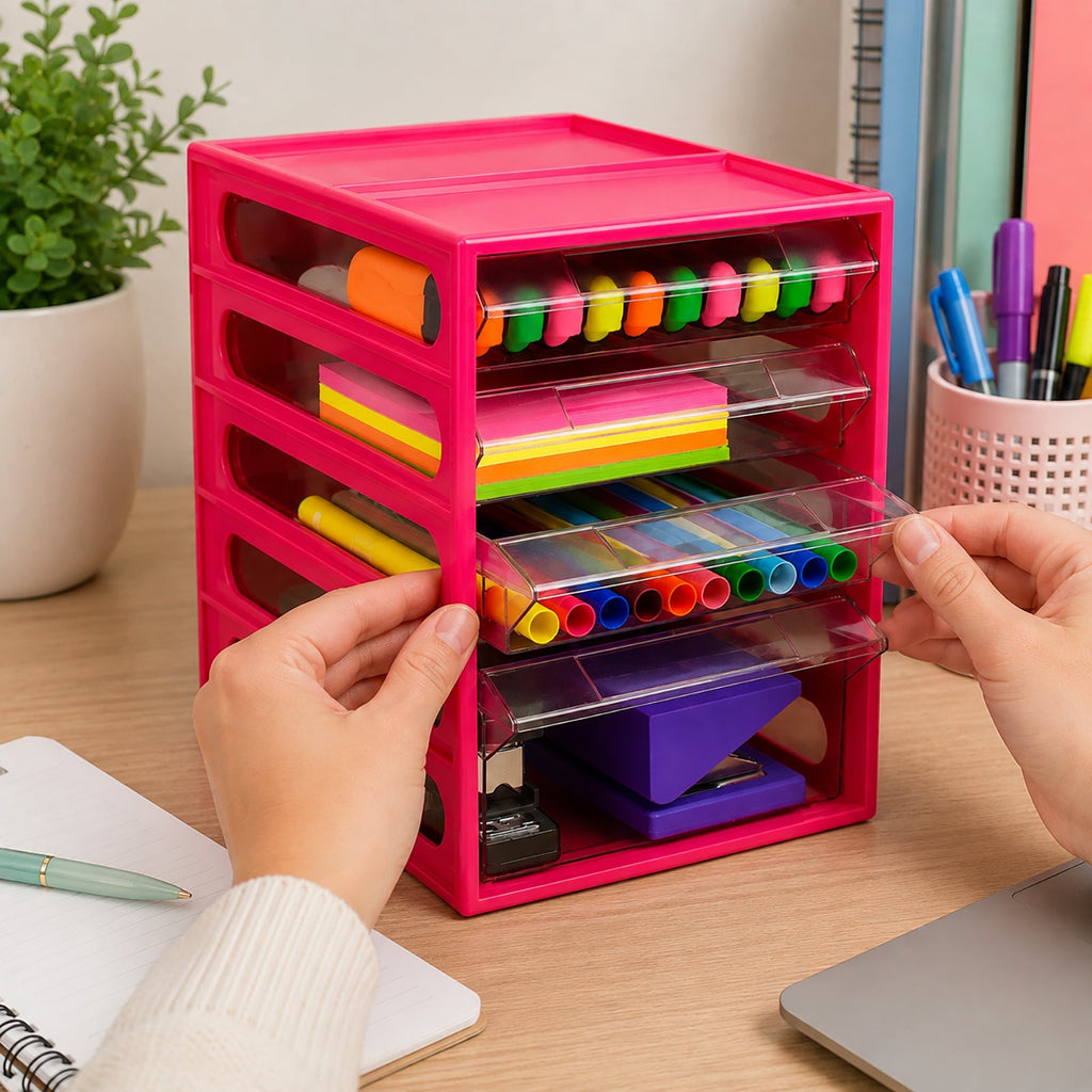 Italplast 4 Drawer Office Organiser Watermelon