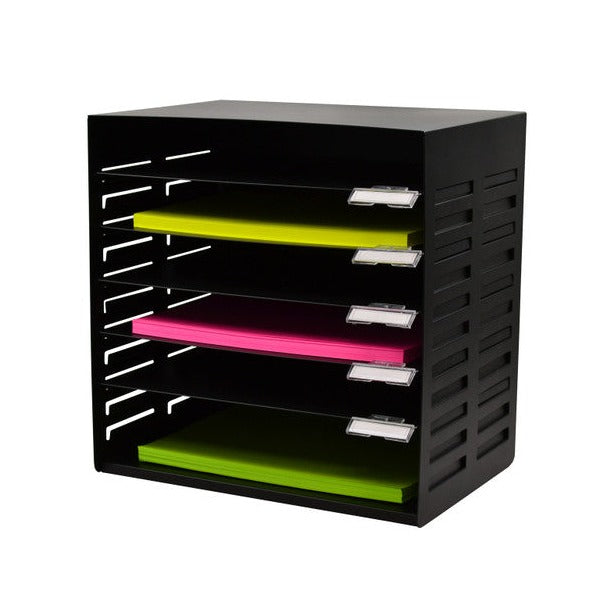 Italplast Adjustable Metal Stationery Rack 6 Tier Black