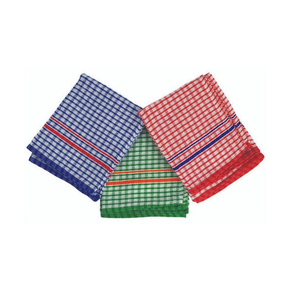 Italplast Cotton Tea Towels 400mm x 600mm Assorted Colours Pack of 3