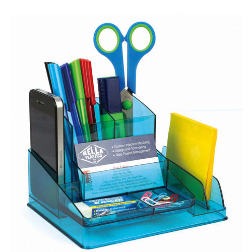 Italplast Desk Organiser Tinted Blue