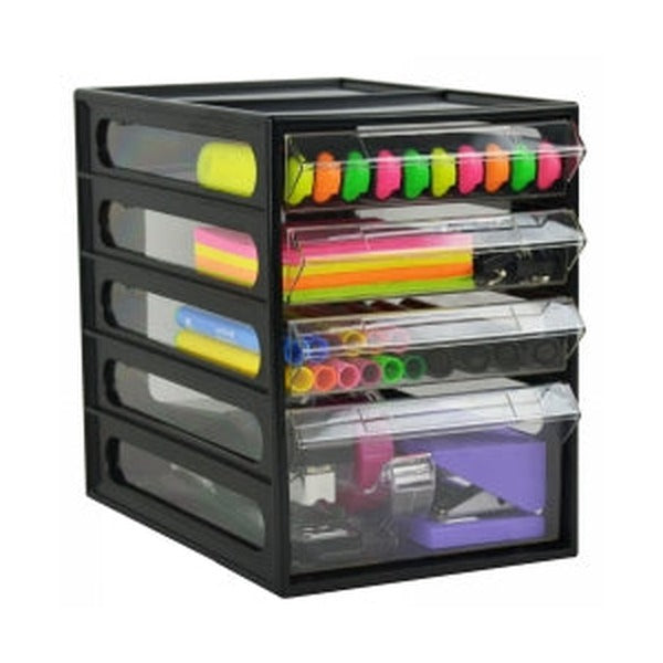 Italplast 4 Drawer Office Organiser Black