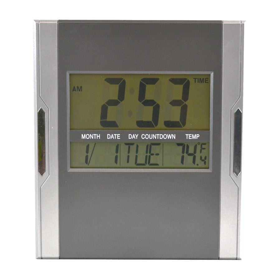Italplast Wall Clock 215mm Digital Display Silver Grey