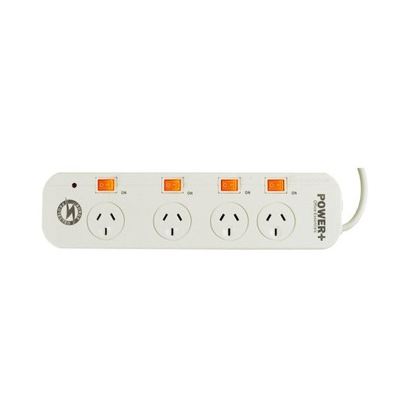 Italplast Power Board 4 Outlet with Individual Switches White