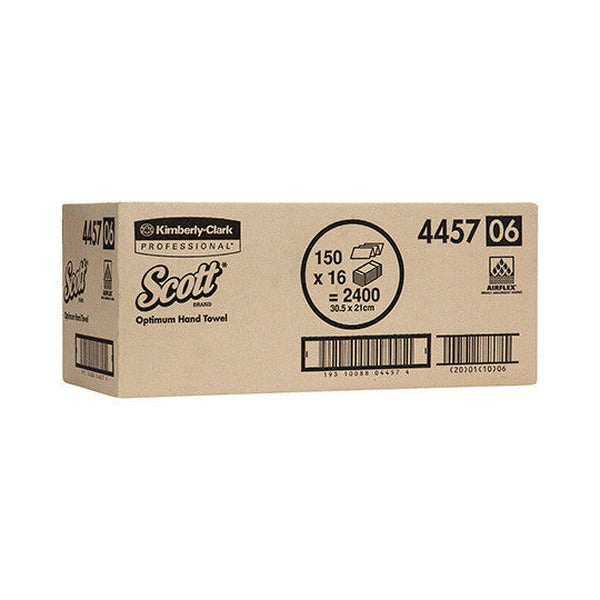 Scott Large Optimum Hand Towel White 150 Sheets Pack of 16